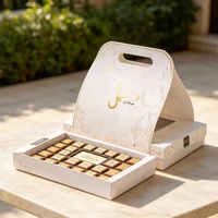 Boîte de pâtisserie arabe de luxe pour livraison, emballage Dubaï, Eid Ramadan, boîte de dattes et de chocolats, boîtes de boulangerie Eid Mubarak avec poignée