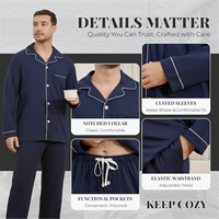 Ensemble de pyjama moderne pour homme 100% coton tissé, doux, léger, respirant, boutonné, avec poches, lavable en machine, 2 pièces, vêtements de détente