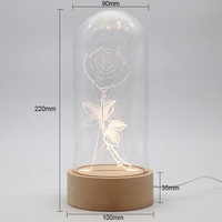 Lampe en verre Shadea Acrylique Base en bois Dôme en verre 3d Fantasy Color Light Led Moon Light
