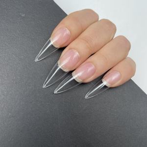 Puntas <span class=keywords><strong>de</strong></span> <span class=keywords><strong>uñas</strong></span> falsas <span class=keywords><strong>de</strong></span> almendro personalizadas, cubierta completa para salón, puntas <span class=keywords><strong>de</strong></span> Stiletto transparente esculpido, transparente, 500 Uds. - Product Image 5
