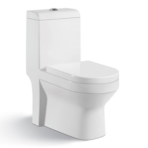Inodoro moderno de una pieza, alargado, con doble descarga, con sifón en S/P, de cerámica, para uso en villas y hoteles. - Product Image 1