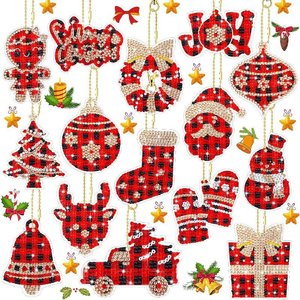 Kit de broderie diamantée DIY Songwoo en gros, motif écossais de Noël, pour porte-clés et ornements - Product Image 1