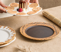 Tasse à café en céramique créative rétro en forme de biscuit, tasse en forme de cône à gaufres, tasse à céréales avec poignée en forme de bretzel, assiette à dessert pour le thé de l'après-midi