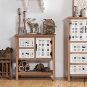 <b>Rustic</b> Farmhouse Design Dining Room Kitchen Storage Vintage Distressed Pine Wood Display <b>Cabinet</b> - Product Image 4