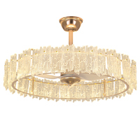 Ventilateur de plafond LED de luxe moderne pour la maison et le bureau, luminaire suspendu en verre invisible pour salon et salle à manger, lampe ventilateur moderne télécommandée