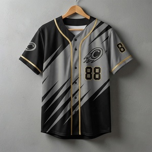 Op maat gemaakte zwart-gouden honkbaltrui met geometrisch print, op maat gemaakte softbaltruien, sublimatie, borduurwerk, logo ontwerp, honkbaltrui - Product Image 3