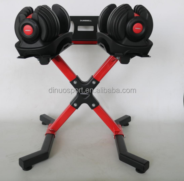 Dinuo New Design Adjustable 24kg Cast Iron Dumbbell Set with Rubber Coating and Anti-Slip Grip for Dumbbell Rack Exercise