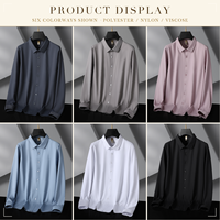 Chemise habillée grande taille pour homme en coton extensible, coupe ajustée, manches longues, décontractée, boutonnée, unie, infroissable, pour le bureau