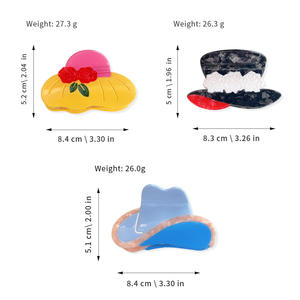 QianJin на заказ Новые дизайнерские Мультяшные ацетатные заколки для волос в форме шляпы аксессуары для волос для женщин и девочек - Product Image 4