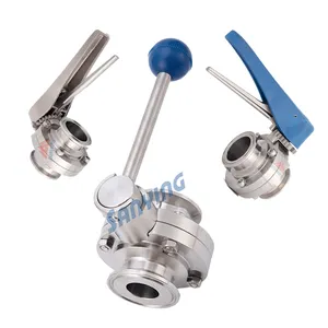 China Supplier tri clover clamp ss304 316 stainless steel sanitary manual butterfly valve handles for dairy food