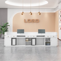 Comptoir de réception élégant et minimaliste en MDF ; Comptoir de caisse pour hôtel ou club d'entreprise ; Comptoir de bar pour salon de beauté