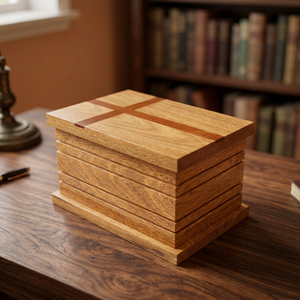 Vente en gros de produits de haute qualité B.S. Urne funéraire en bois blanc naturel, finition naturelle, 220 pouces cubes, pour adulte, personnalisable - Product Image 1