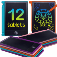 Lot de 12 mini-tablettes d'écriture LCD pour enfants – Tableau de dessin éducatif en plastique de 4,5 pouces – Outil de gribouillage parfait pour les cadeaux de fête