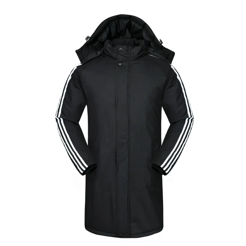 Winter Clothes with Hood Warm Quilted Jacket Padding Coat Black Outwear Men Long Parka