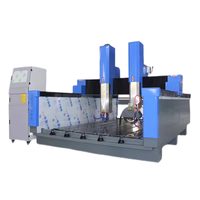 Máquina CNC de 4 Ejes para Tallado y Corte de Piedra, Granito y Mármol, con Doble Cabezal de 5.5kw, Eje de Rotación y Hoja de Sierra, Modelo 1325