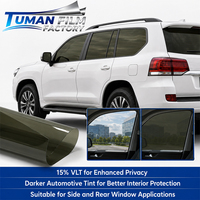 Película Metálica para Ventanas de Automóviles Tuman Dark Shade con Rechazo de Calor Solar, 15% VLT, 93% UVR, 74% IRR, Privacidad Profunda para Vidrios Traseros