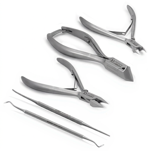 Kit de herramientas de Podología Juego de 5 piezas con flecha cóncava y pinzas para uñas de los pies de llama, Lima negra y sonda Instrumentos forjados alemanes - Product Image 1
