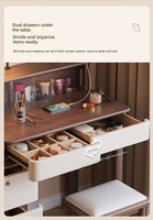 Coiffeuse de chambre moderne et minimaliste en bois épaissi, style princesse, avec miroir et commode intégrée