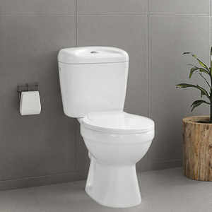 Inodoro moderno de cerámica con doble descarga, taza cuadrada, trampa en P, descarga por arrastre, de 2 piezas, montado en el suelo, con descarga ciclónica para baño - Product Image 3