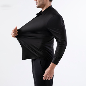 Kemeja Pria Lengan Panjang Berkualitas Tinggi Mewah Bahan Mercerized <span class=keywords><strong>Stretch</strong></span> Empat Arah Anti Kusut untuk Gaya Blus - Product Image 4