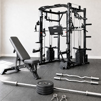 Machine Smith multifonctionnelle pour la maison, ensemble complet avec entraîneur fonctionnel, crossover par câble, pile de poids et banc