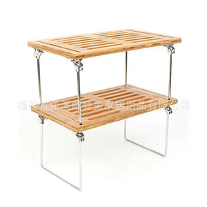 Customized bamboo drain <b>rack</b>, stackable double-layer desktop storage <b>rack</b>, multi-functional, easy-to-store folding drain <b>rack</b> - Product Image 3