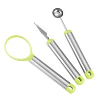 RVS 3-delige fruitballer lepelset, handmatig, voor watermeloen, cantaloupe, ijs, doe-het-zelf, voor feestdecoratie