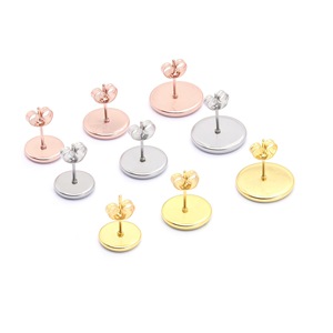 ฐานต่างหูสแตนเลสทรงกลมขนาด 8 10 12 มม. ชุบเคลือบสำหรับทำต่างหู DIY - Product Image 5