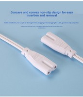 Câble de connexion pour tube LED T5/T8, blanc, prise femelle 2 broches, âme en cuivre, rallonge d'alimentation pour luminaires intégrés