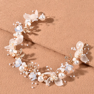 Accessoires de robe de <span class=keywords><strong>mariée</strong></span> pour filles, robe de cérémonie, bracelet de fleurs de poignet en perles fait à la main, ensemble de guirlande, coiffe pour <span class=keywords><strong>cheveux</strong></span> - Product Image 6