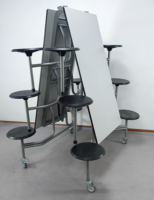 Table de salle à manger pliable 12 places au design moderne, avec structure métallique robuste, idéale pour les banquets, les écoles, les restaurants et les cantines