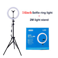 Anneau lumineux LED professionnel de 14 pouces, éclairage à intensité réglable. Idéal pour la photographie et la vidéo. Lampe de maquillage pour diffusion en direct
