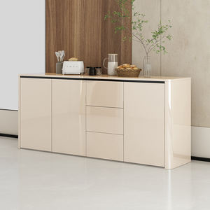 <span class=keywords><strong>Buffet</strong></span> de cuisine <span class=keywords><strong>gris</strong></span> en verre trempé moderne peu encombrant Armoire de rangement pour salon, salle à manger, meubles d'hôtel - Product Image 4