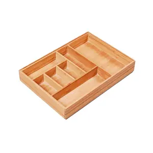 7 插槽用具餐具分隔线抽屉组织者木竹餐具盒