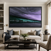 Peinture à l'huile abstraite violette peinte à la main sur toile, art mural avec option de suspension, design contemporain pour la décoration de luxe des hôtels et des maisons