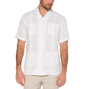 Camisas Casuales para Hombre de Fábrica OEM, <span class=keywords><strong>Estilo</strong></span> Cubano Mexicano, Manga Corta, Lino Transpirable, <span class=keywords><strong>Guayabera</strong></span> - Product Image 5