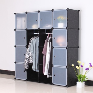 Organizador de 16 Cubos, Estantes de Almacenamiento de Cubos de Plástico Apilables, Diseño Multifuncional, <span class=keywords><strong>Armario</strong></span> Modular con Barra para Colgar - Product Image 4