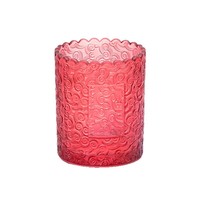 Porte-bougies en verre borosilicate à bord festonné esthétique, motif nuage gaufré coloré, résistant à la chaleur, pour la Saint-Valentin