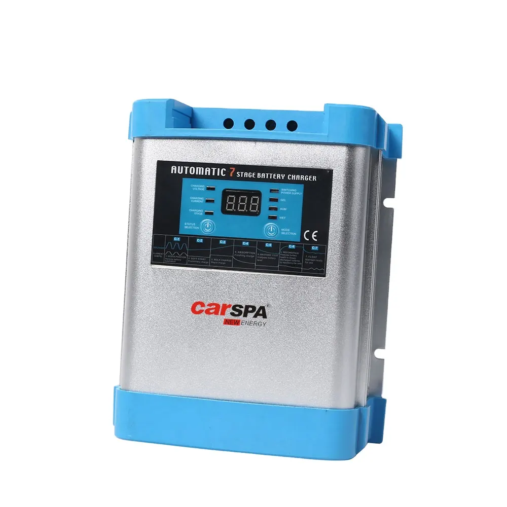 12v Smart automatic battery charger 7 stages 60a support GEL/SLA/AGM/WET/Lithium with LCD display for Car, Boat etc.