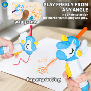 Kit de Peinture Artistique à <span class=keywords><strong>Encre</strong></span> Lavable pour Enfants et Tout-Petits, 2 Couleurs Mixtes, avec 8 Pochoirs, Jouets Éducatifs en Plastique à Jet <span class=keywords><strong>d</strong></span>'<span class=keywords><strong>Encre</strong></span>, Thème Dessin Animé - Product Image 5