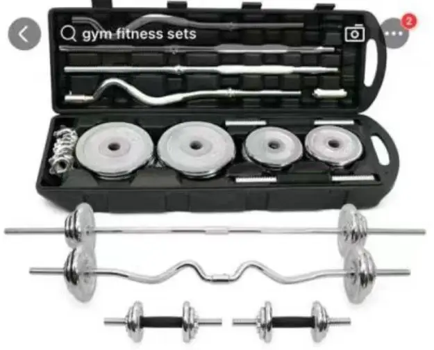 50kg High quality professional chrome adjustable dumbbell barbells with curl bar