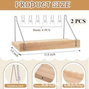 Wooden Wall Mounted <b>Shelf</b> Wave Shape Hanging Storage <b>Rack</b> For Bedroom Office Organizer - Product Image 5