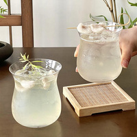 Nouvelle tasse à café en verre en forme de tulipe, style chinois, ultra-mince, en cristal, écologique, sans pied, sans couvercle, pièce design, pour boissons froides