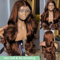 Perruques en cheveux humains vierges Remy brésiliens naturels, dentelle transparente frontale, couleur marron, haute densité, vente en gros, fournisseurs de perruques pour femmes