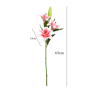 Flores Artificiales de Lirio, 4 Cabezas, Color Blanco y Rosa Intenso, Plástico Suave de PVC, Alta Simulación, Decoración para Bodas y Hogar - Product Image 5