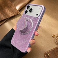 Étui de téléphone Sparkle en cuir PU féminin, antichoc, avec support magnétique rétractable pour iPhone