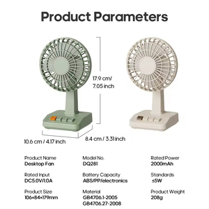 Household Vintage Desk Fan 2000mAh Desktop Usage 5 <b>Gear</b> USB Electric Portable Rechargeable Mini on Fan - Product Image 6