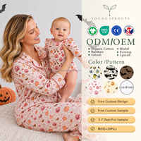 Ensemble assorti en coton biologique pour bébé fille, tenue pour nourrisson, imprimé rose Halloween, tenue de tous les jours, impression personnalisée, OEM, OEKO-TEX
