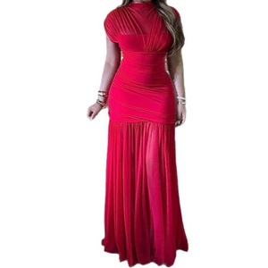 Women's High-End Elegant African <strong>Red</strong> Dresses With Mesh Panel Fashion - Product Image 4