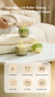 Rouleau anti-peluches carré réutilisable, écologique, portable, lavable et pliable de qualité supérieure pour le nettoyage des vêtements et l'élimination des poils d'animaux et de la poussière